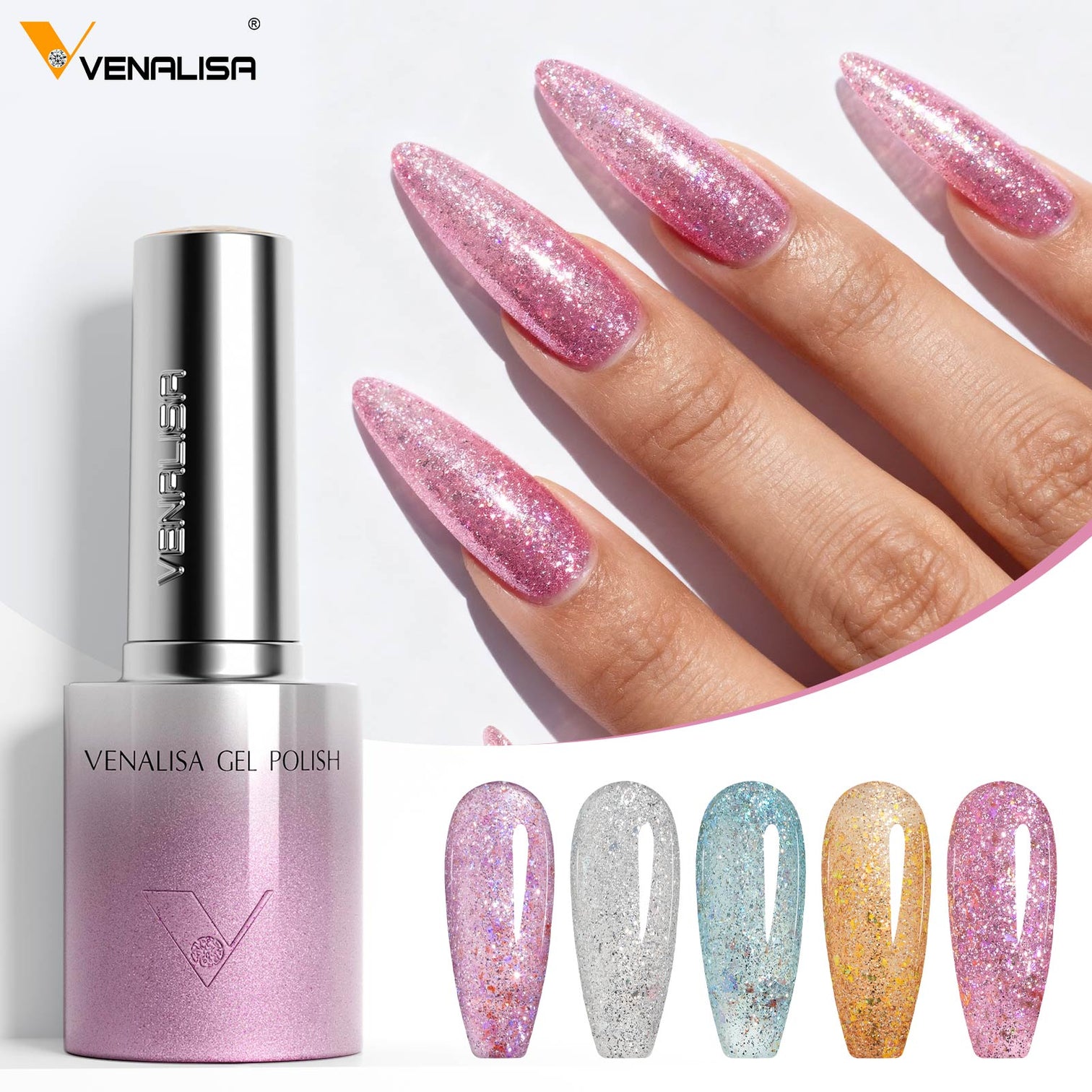 Venalisa 60 Colors Glitter & Cat Eye Gel Polish Set (10ML) – Magnetic Nail Kit with DIY Color Display | TPO Free & HEMA Free