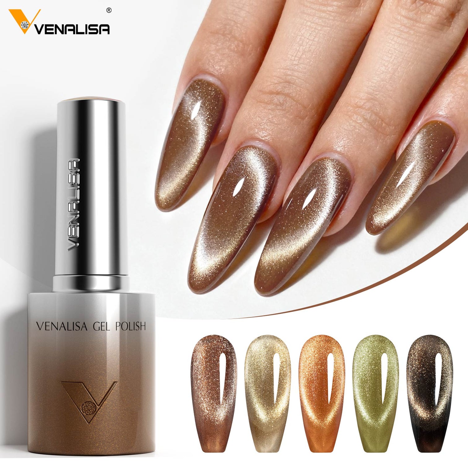 Venalisa 60 Colors Glitter & Cat Eye Gel Polish Set (10ML) – Magnetic Nail Kit with DIY Color Display | TPO Free & HEMA Free