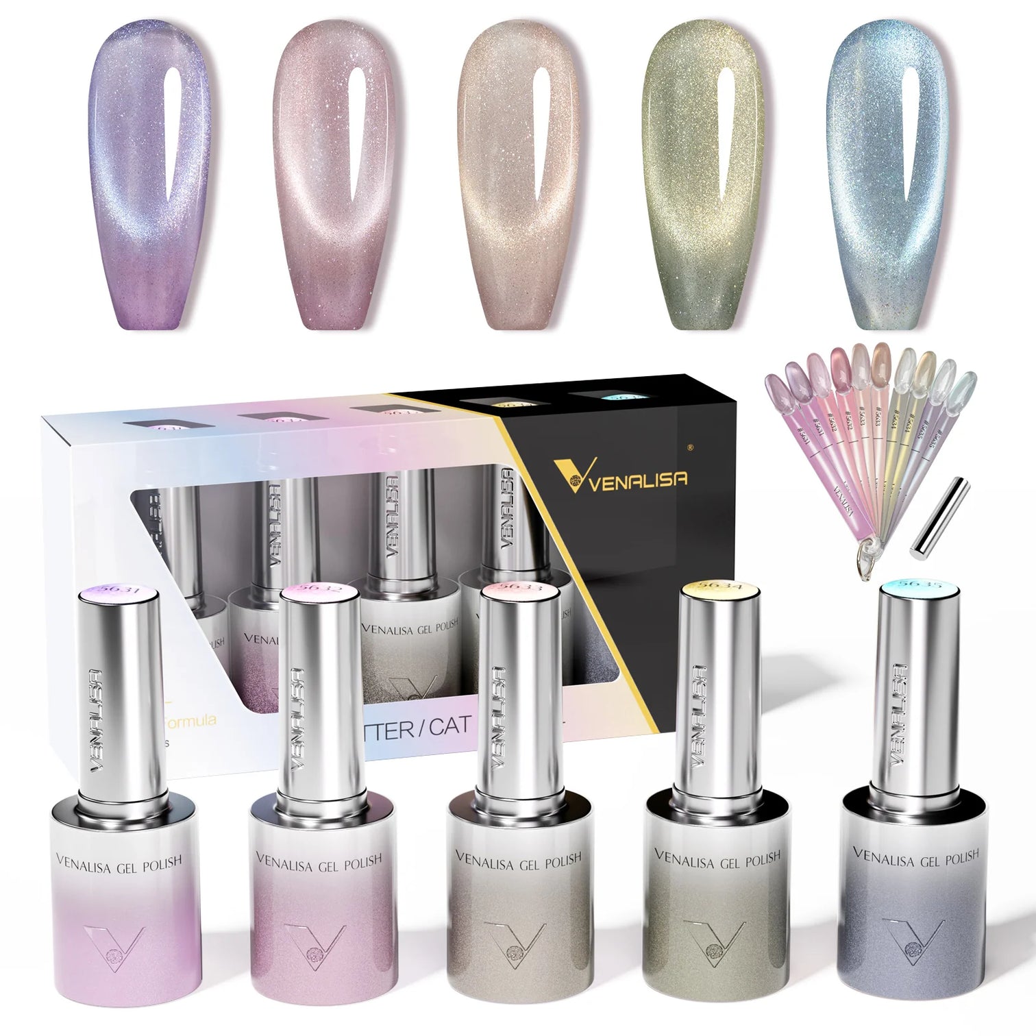 Venalisa Cat Eye Gel Polish Set (10ML) – Shimmer Magnetic Effect | TPO Free & HEMA Free