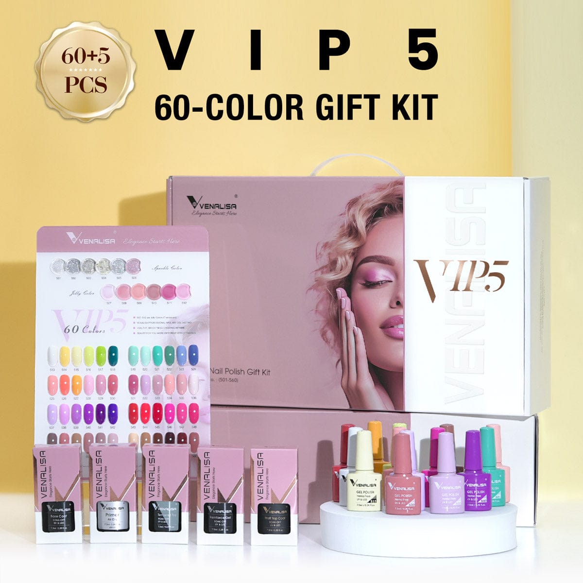 Venalisa VIP 5 Gel Polish Kit 60 Colors Hema Free (60+5)