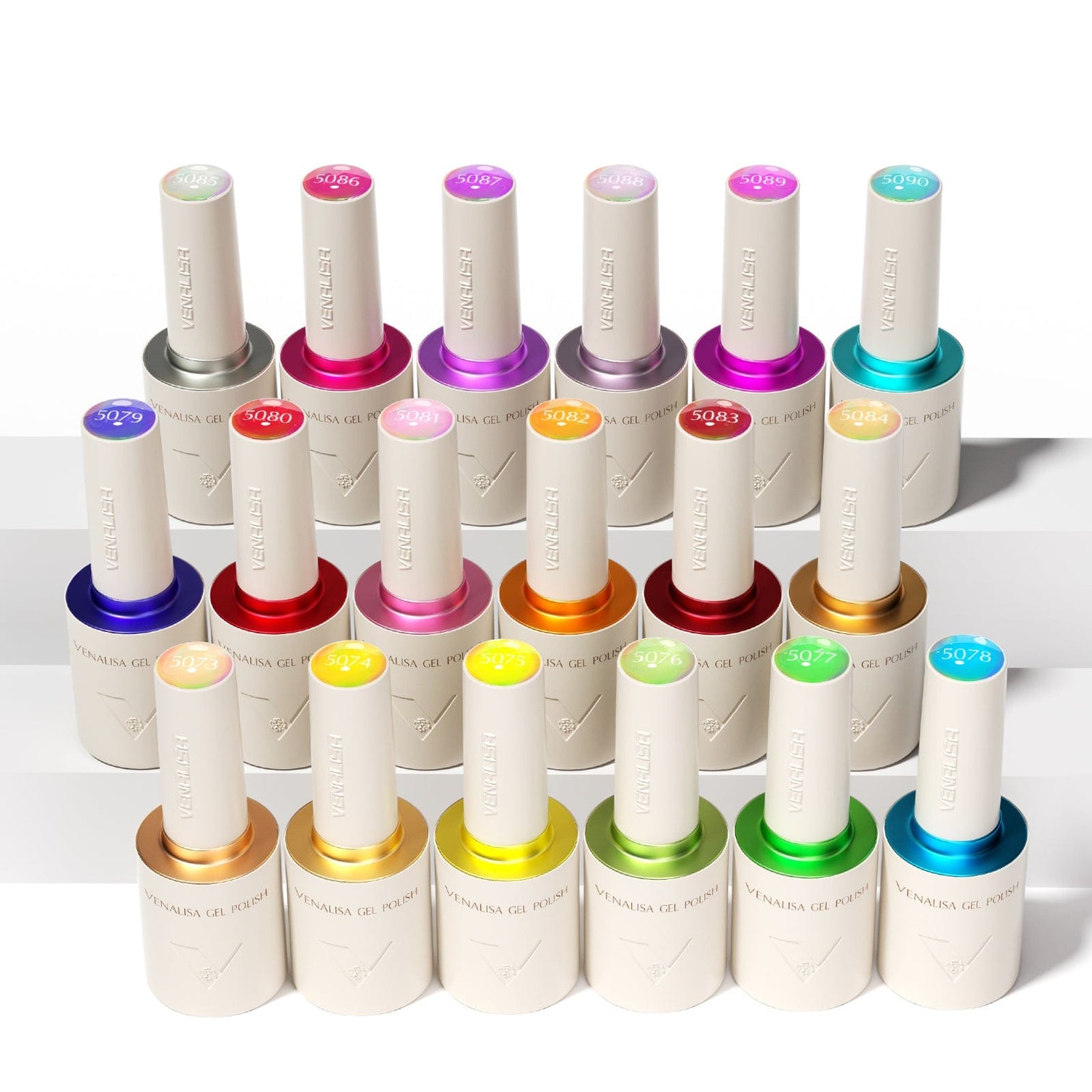 Venalisa V5 Semi-Transparent Gel Polish Set – 22 Pcs Kit with Color Card | Includes 18 Sheer Colors + Base Coat + Top Coats | UV/LED Soak-Off Gel (10ML)