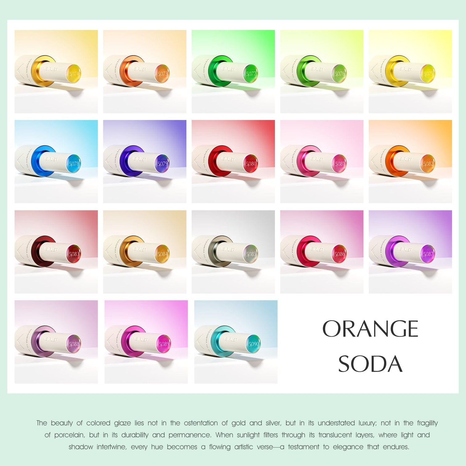 Venalisa V5 Semi-Transparent Gel Polish Set – 22 Pcs Kit with Color Card | Includes 18 Sheer Colors + Base Coat + Top Coats | UV/LED Soak-Off Gel (10ML)