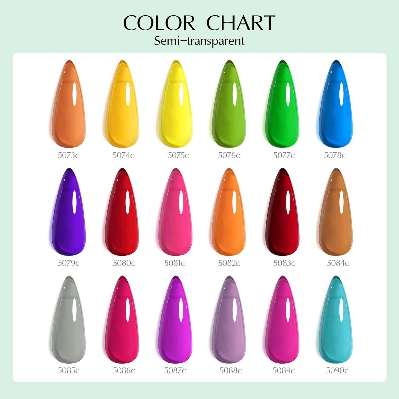 Venalisa V5 Semi-Transparent Gel Polish Set – 22 Pcs Kit with Color Card | Includes 18 Sheer Colors + Base Coat + Top Coats | UV/LED Soak-Off Gel (10ML)