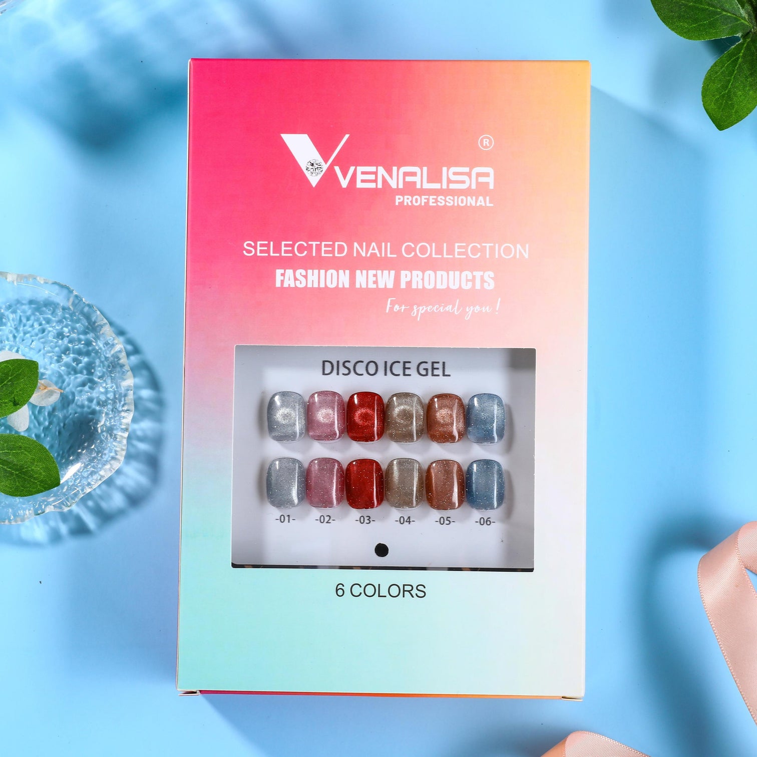 Venalisa Disco Ice Gel Cat Eye Nail Polish Set – 6 Glitter Shades | Reflective Gel Polish for UV/LED | High Shine Finish