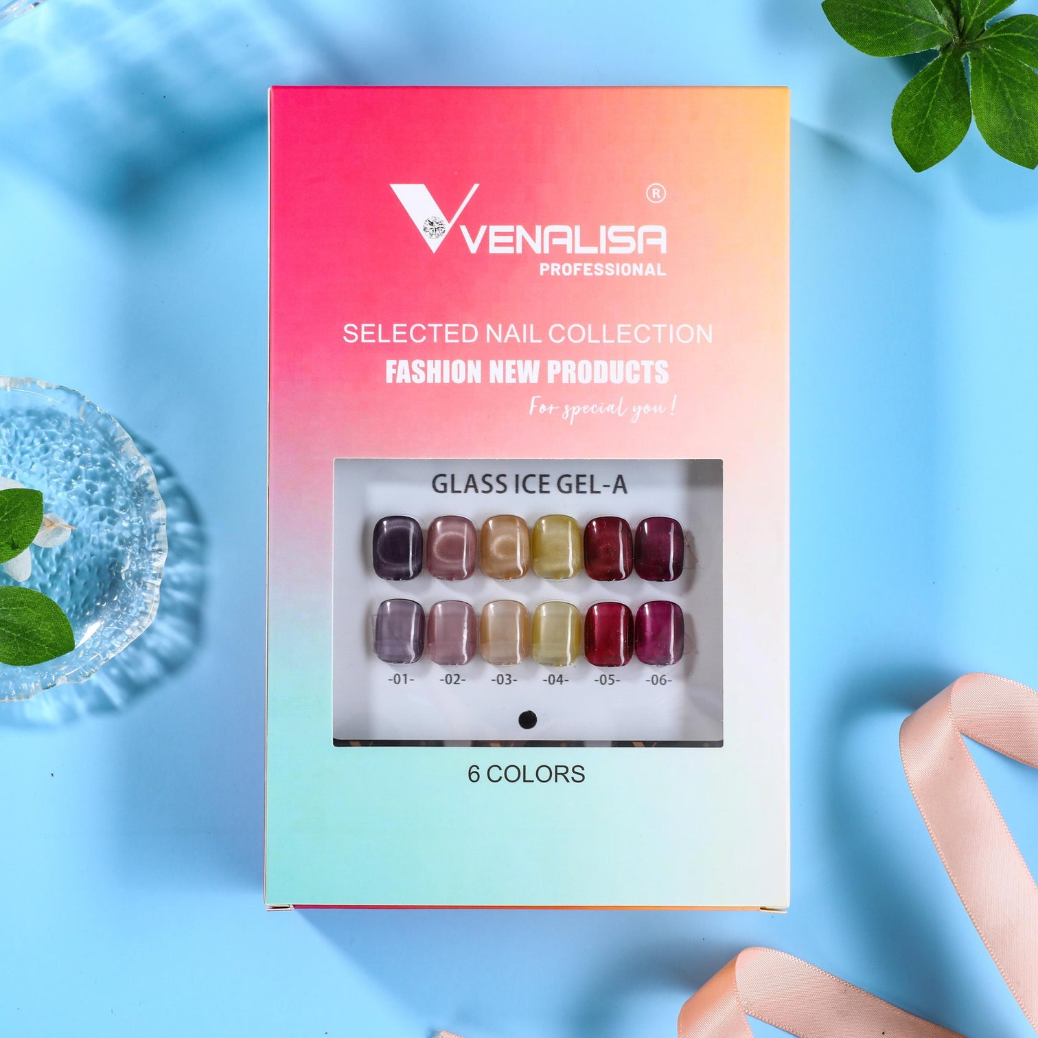 Venalisa Glass Ice Gel-A Nail Polish Set – 6 Translucent Jelly Shades | Glossy Finish Gel Polish | UV/LED Soak-Off