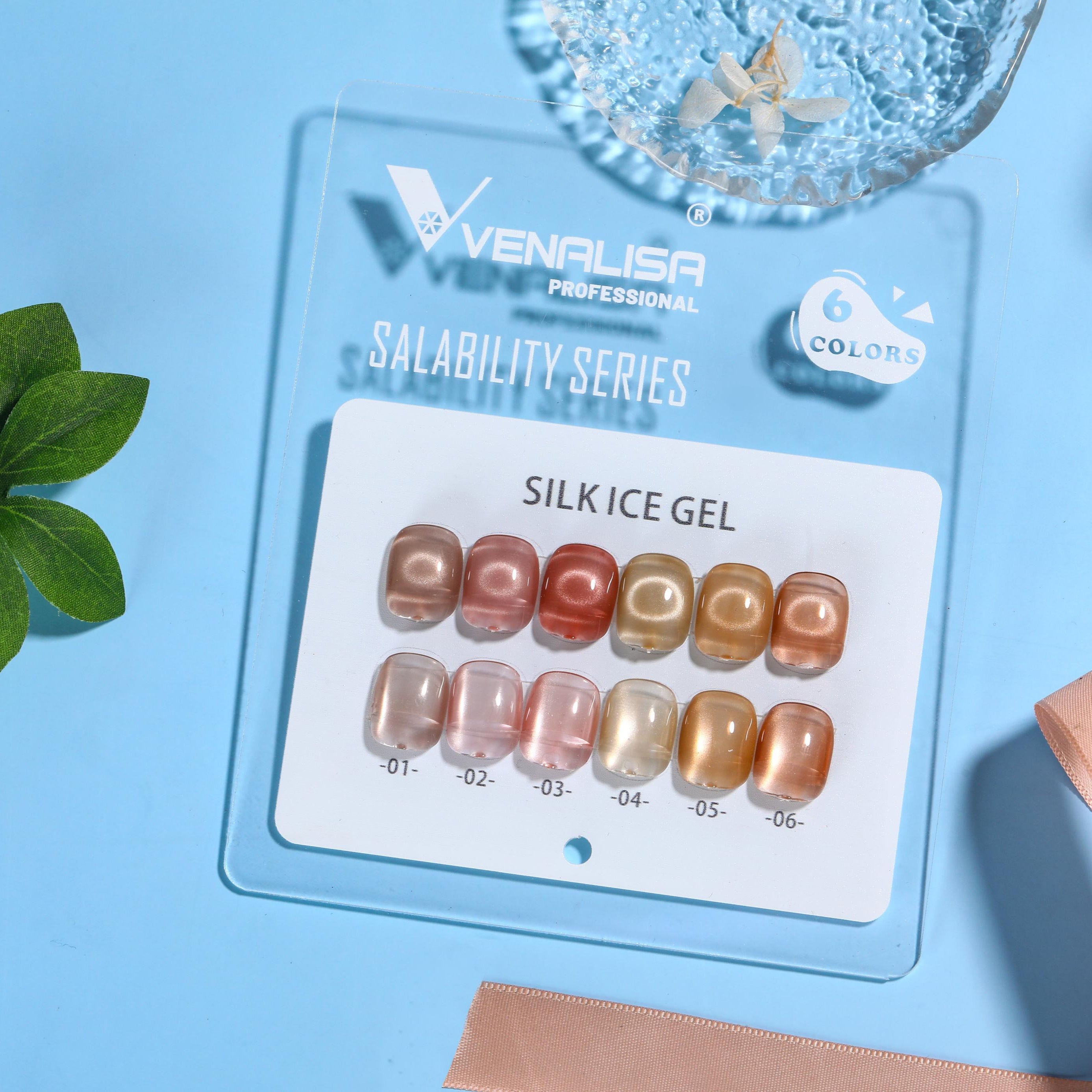 Venalisa Silk Ice Gel Cat Eye Nail Polish Set – 6 Colors | Long-Lasting Glossy Finish | Nude & Neutral Shades