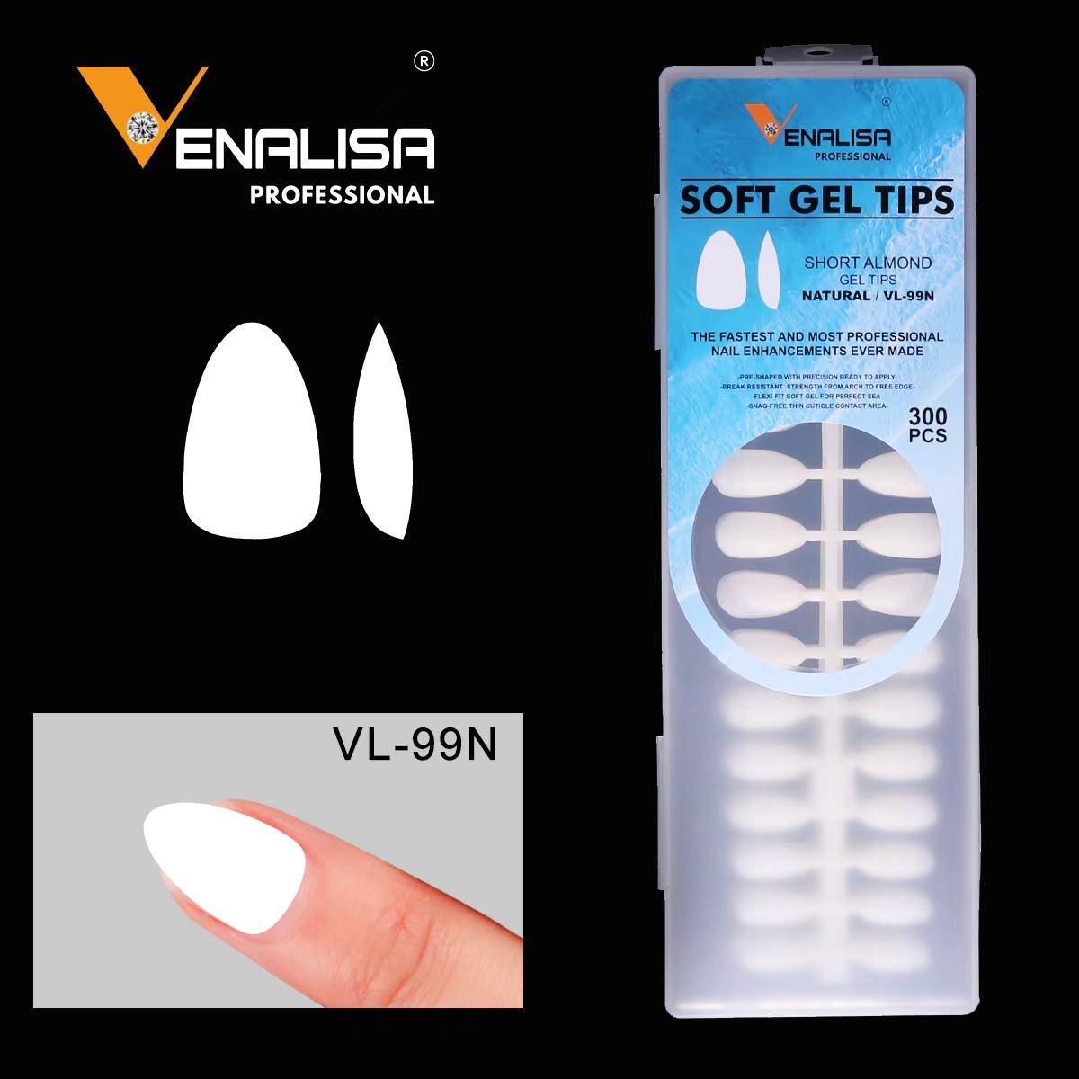 Venalisa Soft Gel Tips – 300PCS Short Almond Natural Nail Tips | 12 Sizes Professional Nail Extension Tips