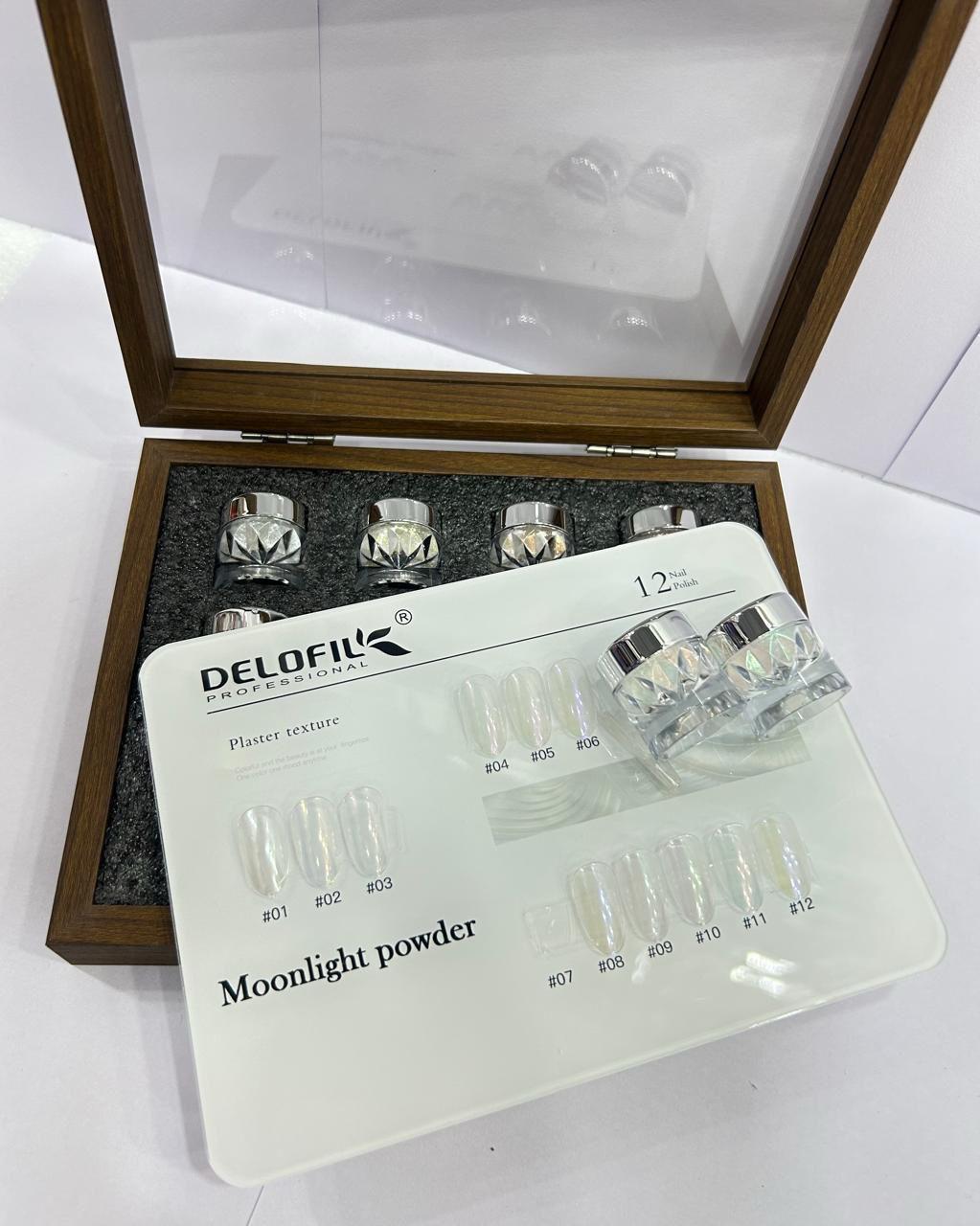 Delofil Professional Moonlight Powder – Pearl White Chrome Nail Powder Set (12 Shades)