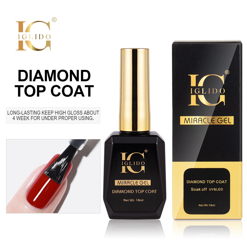 IGLIDO Miracle Gel Diamond Top Coat – Ultra High Gloss UV/LED | Long-Lasting Shine (18ml)