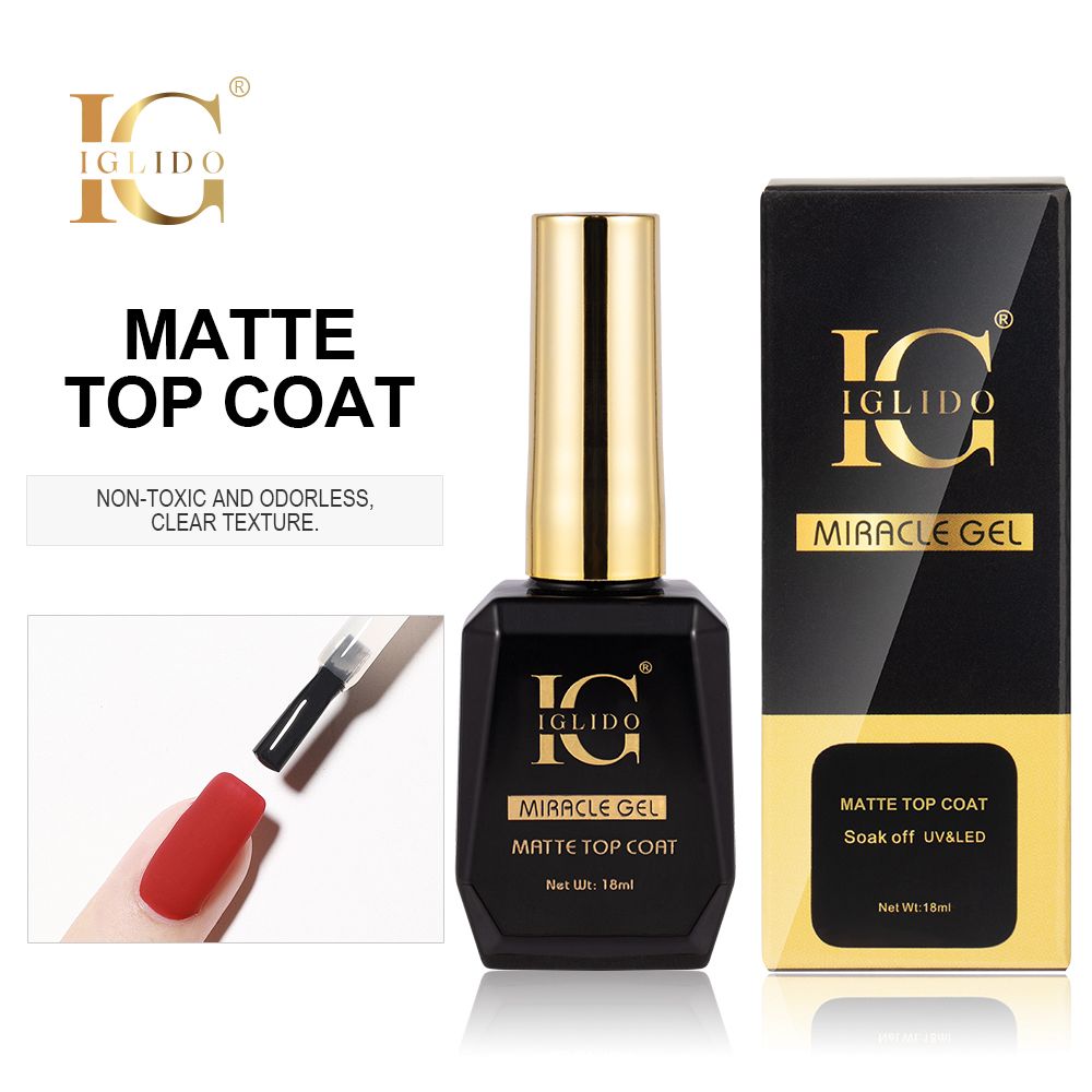 IGLIDO Miracle Gel Matte Top Coat – Soak Off UV/LED | Smooth Velvet Finish (18ml)