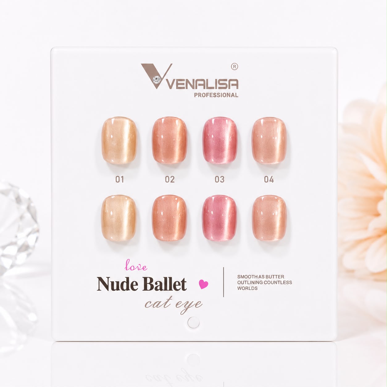 VENALISA Nude Ballet Cat Eye Gel Polish Collection – 4 Nude Magnetic Shades