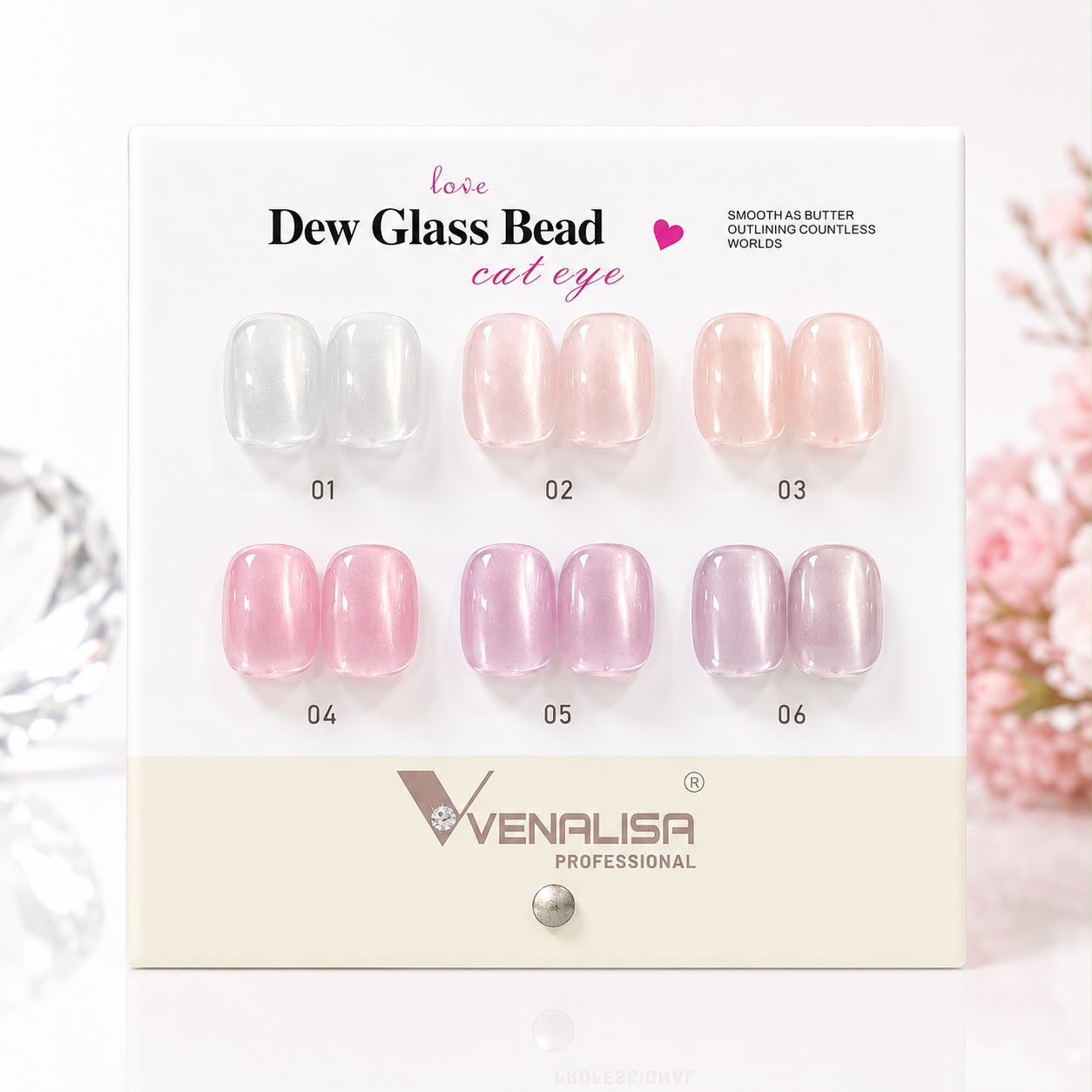 VENALISA Dew Glass Bead Cat Eye Gel Polish Collection – 6 Jelly Magnetic Shades