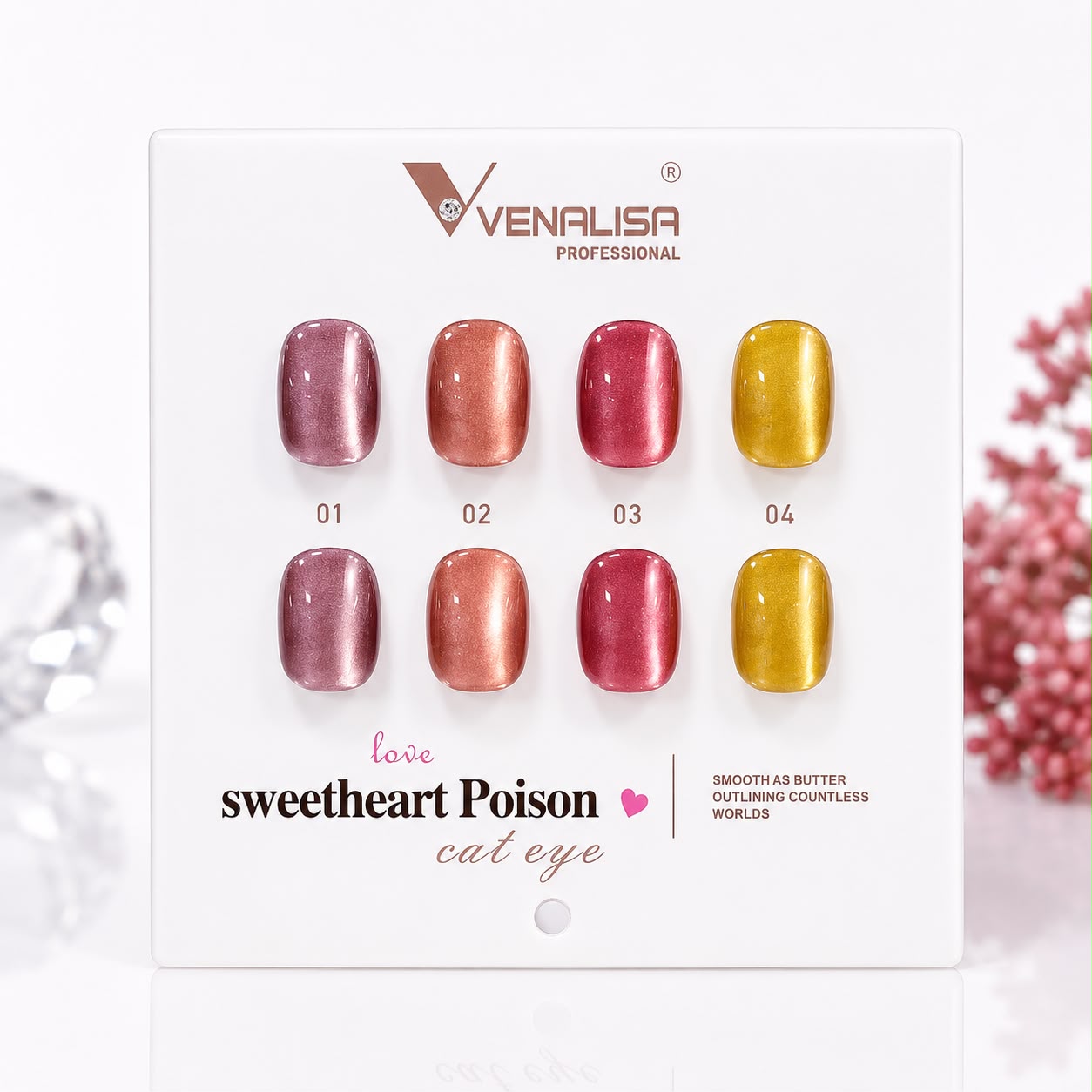 VENALISA Sweetheart Poison Cat Eye Gel Polish Collection – 4 Magnetic Jelly Shades (16ml)