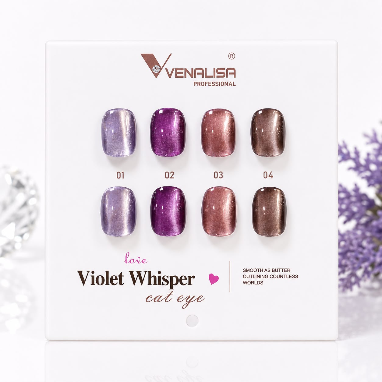 VENALISA Violet Whisper Cat Eye Gel Polish Collection – 4 Magnetic Jelly Shades