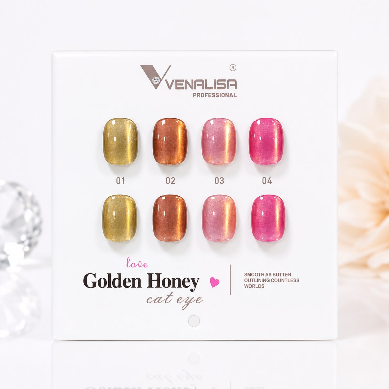 VENALISA Golden Honey Cat Eye Gel Polish Collection – 4 Magnetic Jelly Shades