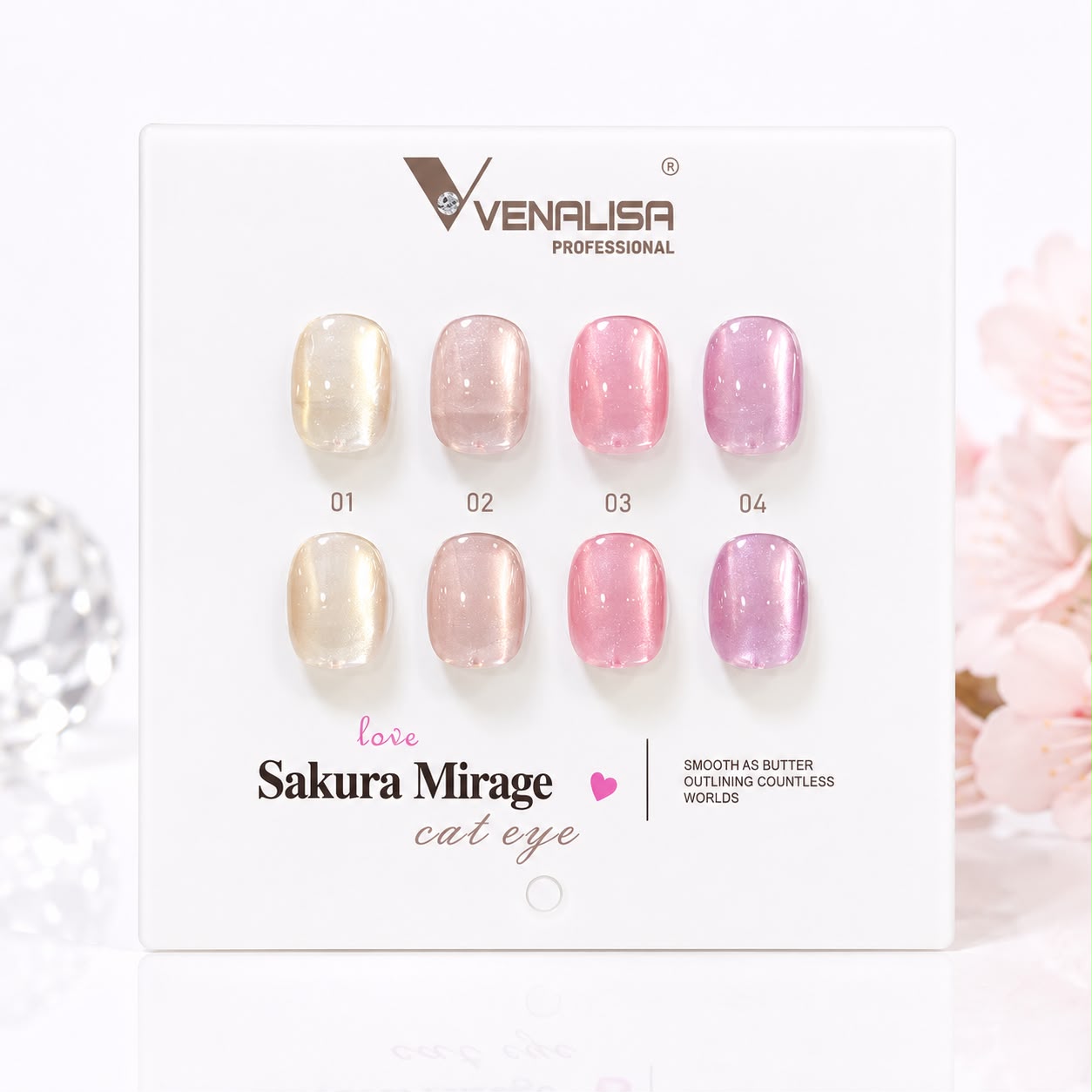 VENALISA Sakura Mirage Cat Eye Gel Polish Collection – 4 Magnetic Jelly Shades