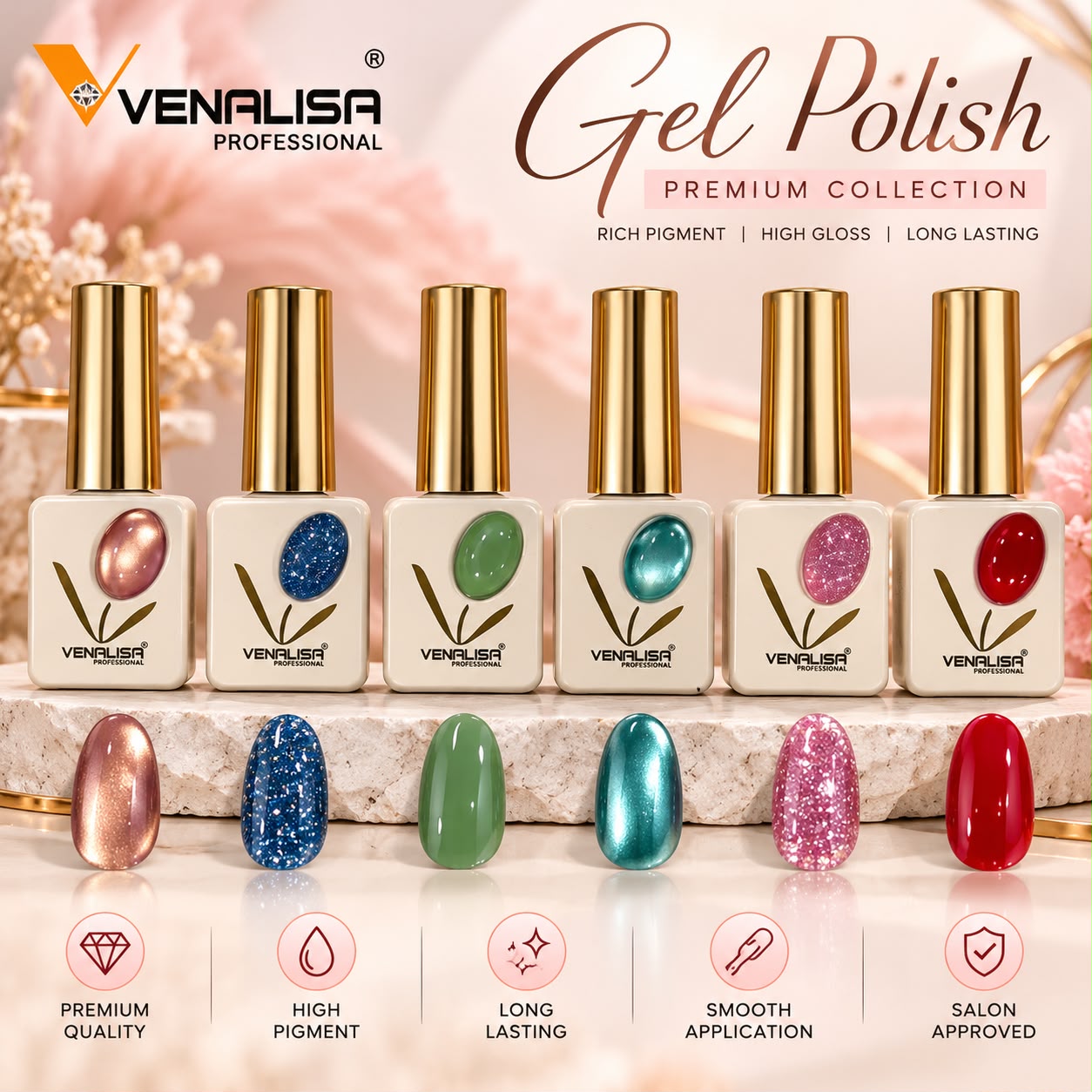 Venalisa Professional 65 Colors Gel Polish Kit – HEMA Free & TPO Free Signature Shades Collection