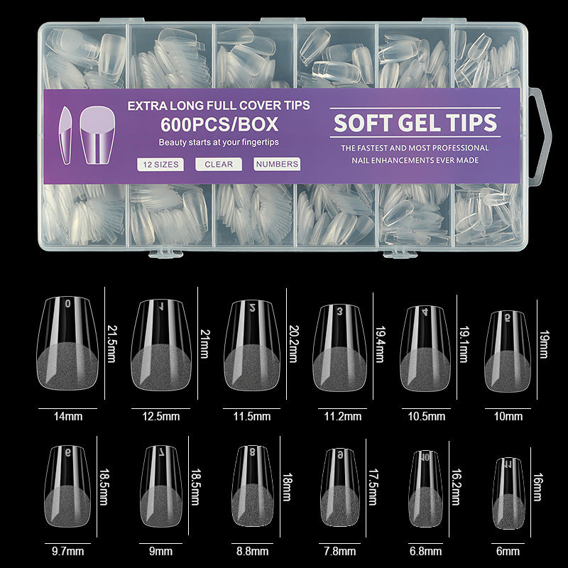 Queen Finger Short Coffin Soft Gel Nail Tips – 600pcs, 12 Sizes