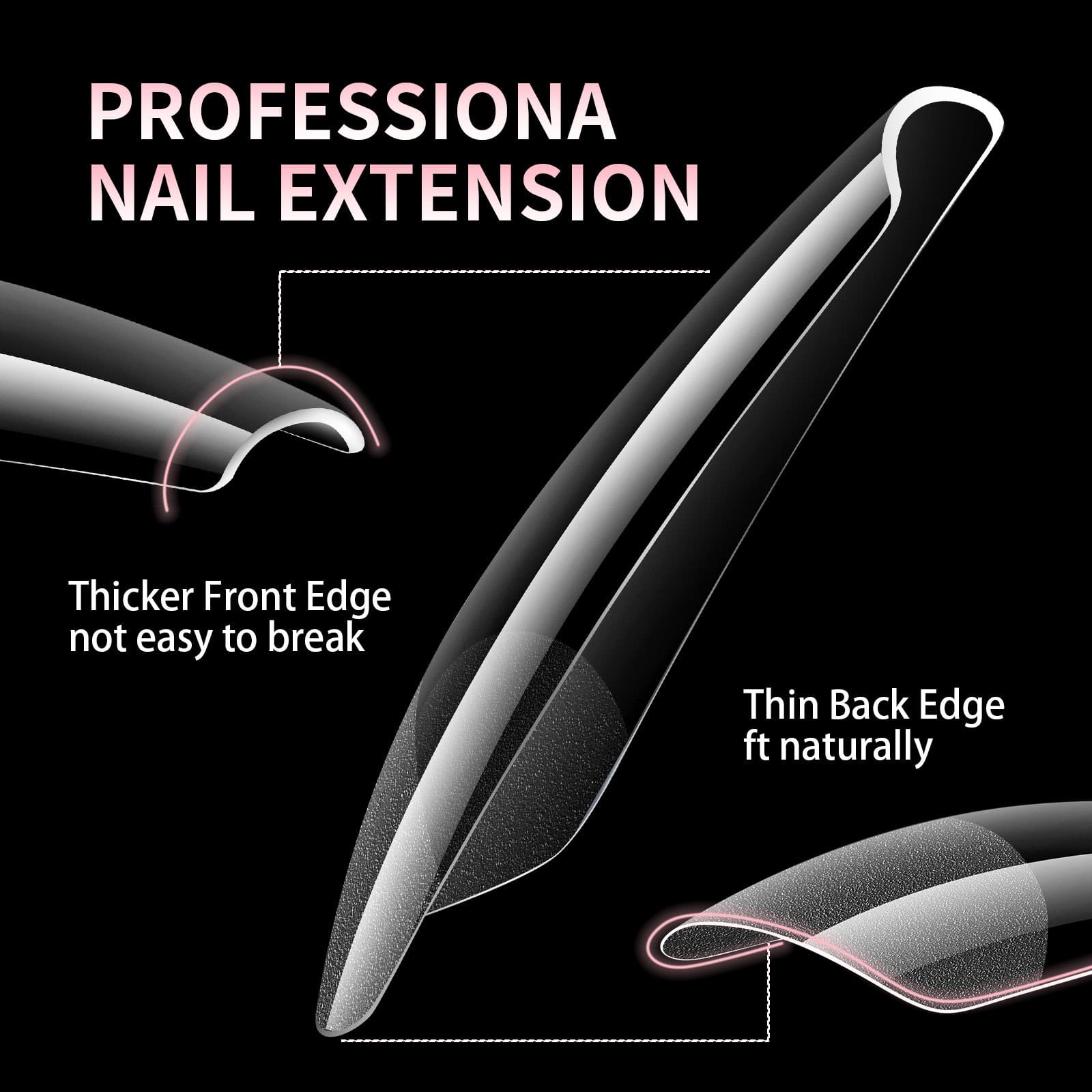 Queen Finger Coffin Soft Gel Nail Tips – 600pcs, 12 Sizes