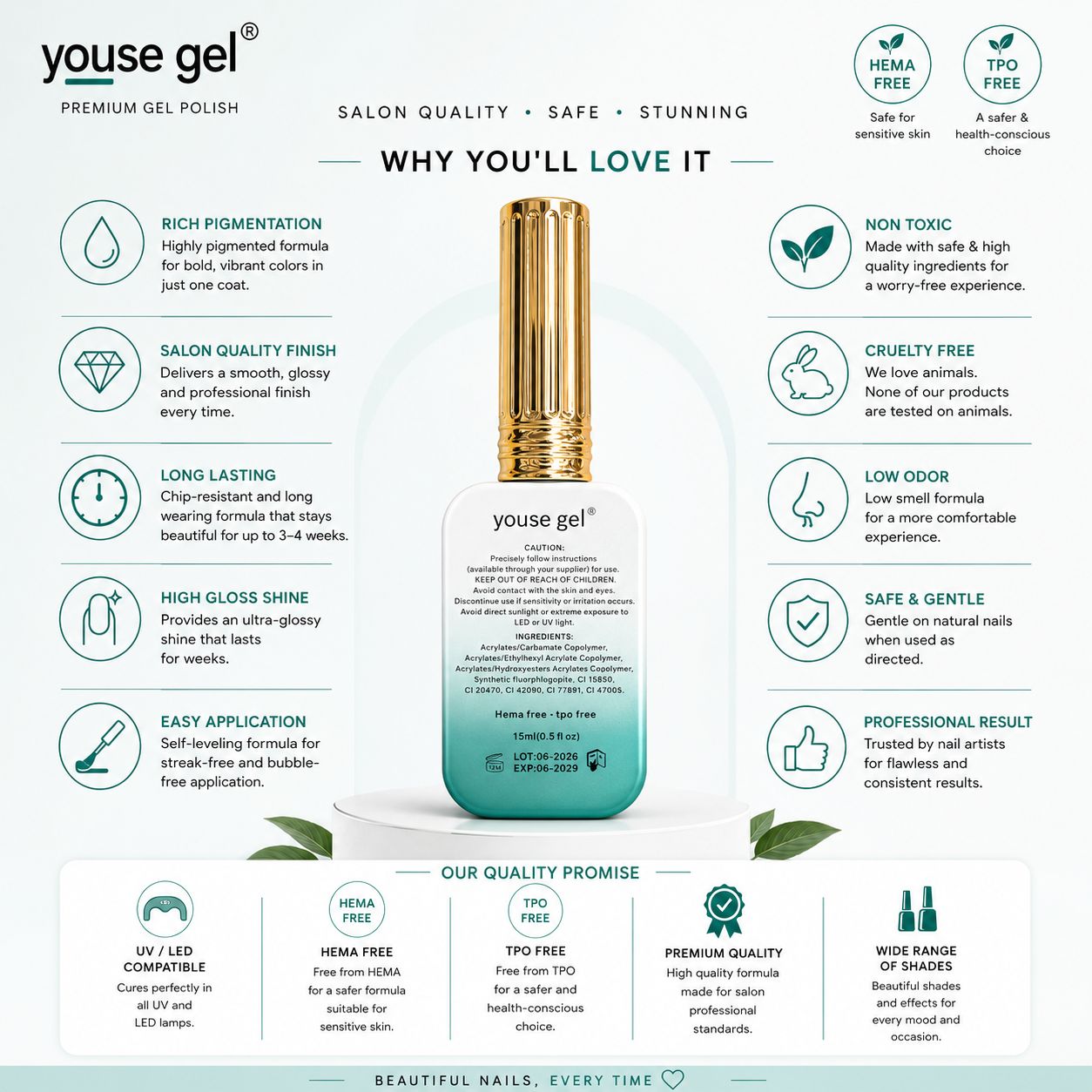 Youse Gel Pink Cat Eye Gel Polish – Shade 03