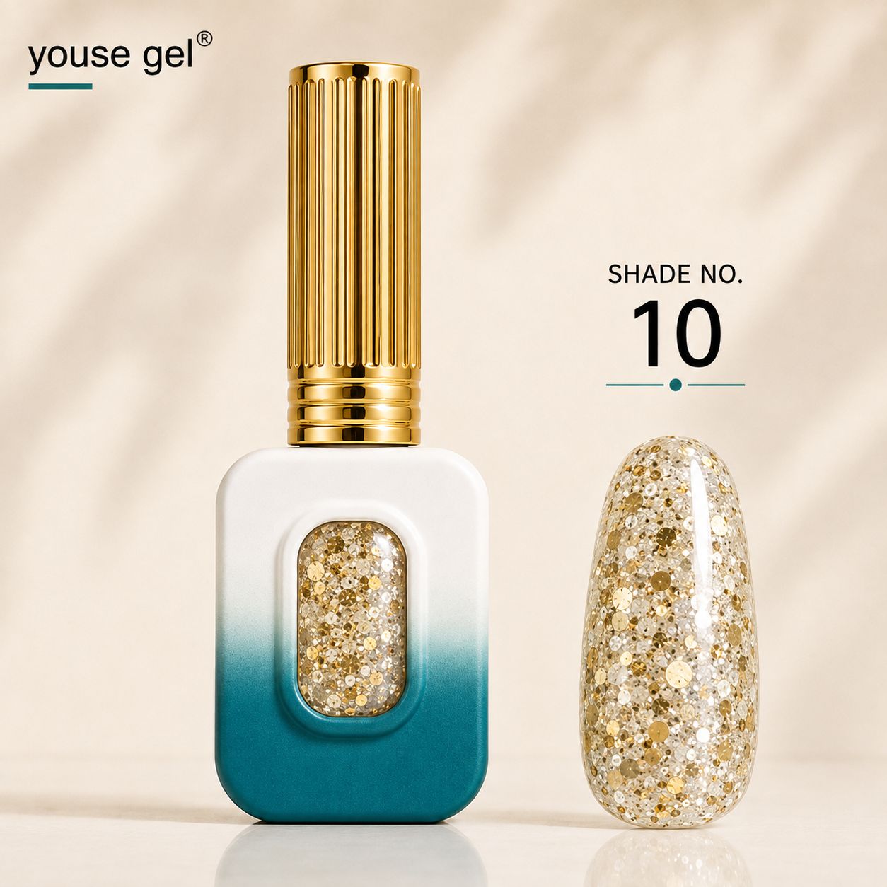 Youse Gel Gold Glitter Gel Polish – Shade 10