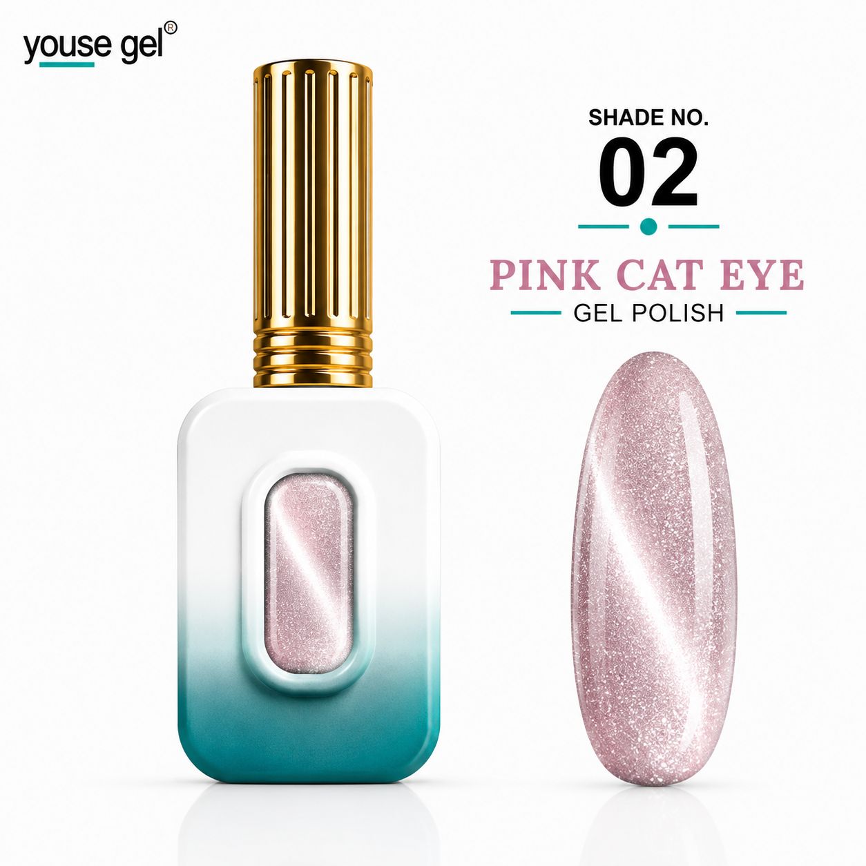 Youse Gel Pink Cat Eye Gel Polish – Shade 02