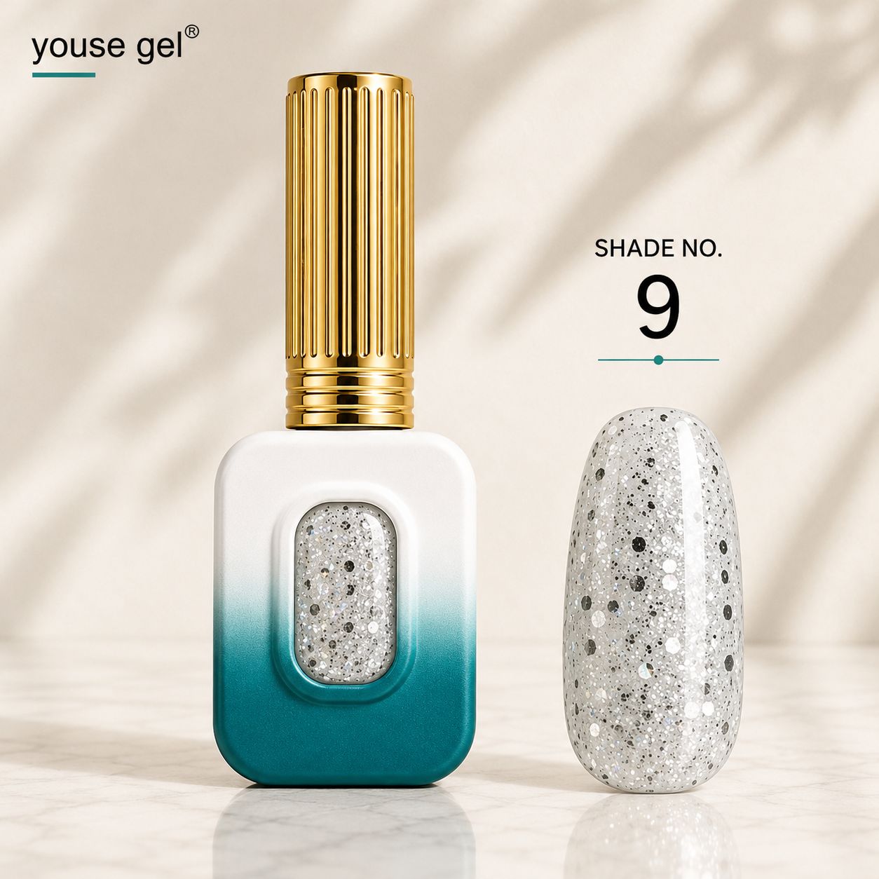 Youse Gel Silver Black Speckle Gel Polish – Shade 09