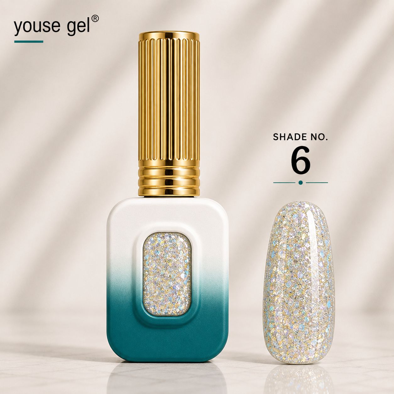 Youse Gel Silver Gold Glitter Gel Polish – Shade 06