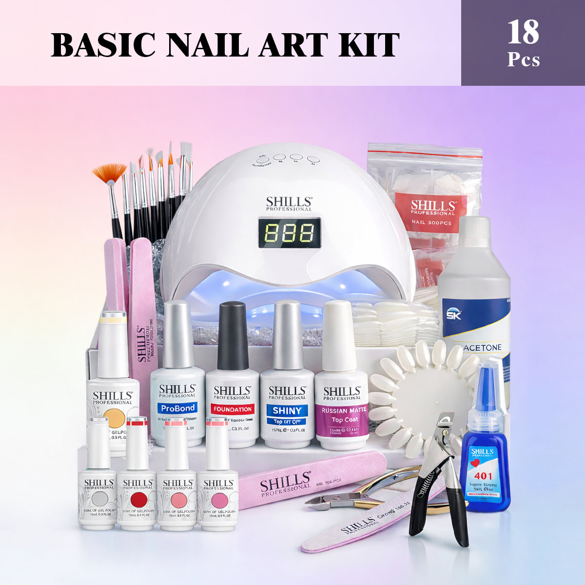 Sevyn Colors x Shills Professional Basic Nail Art Kit | Complete UV Gel Nail Starter Kit