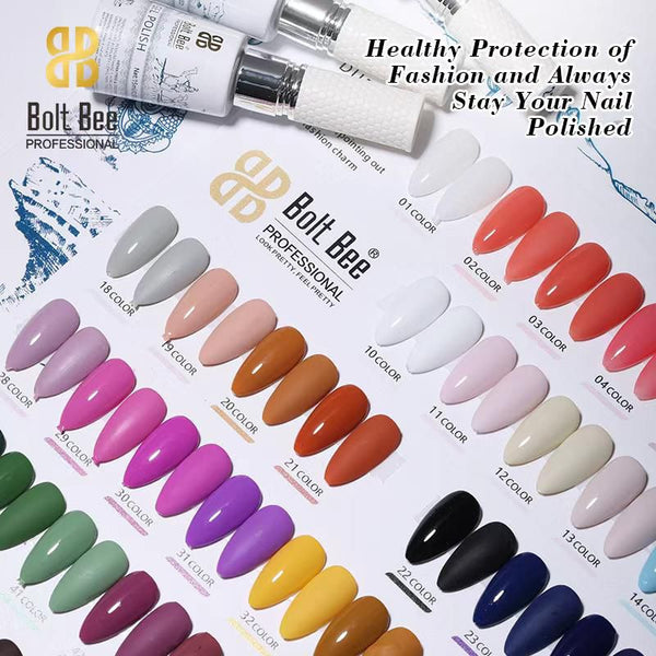 Bolt Bee Professional Gel Nail Polish Set – 60 Colors + Base Gel + Top Coat + Cuticle Oil