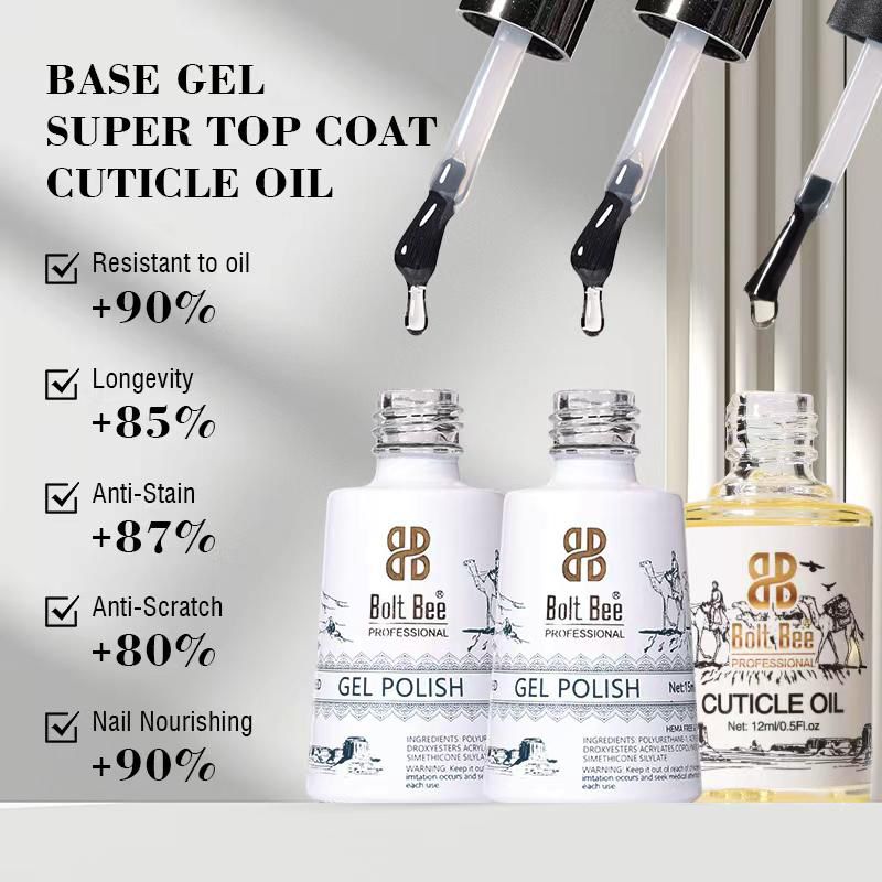 Bolt Bee Professional Gel Nail Polish Set – 60 Colors + Base Gel + Top Coat + Cuticle Oil