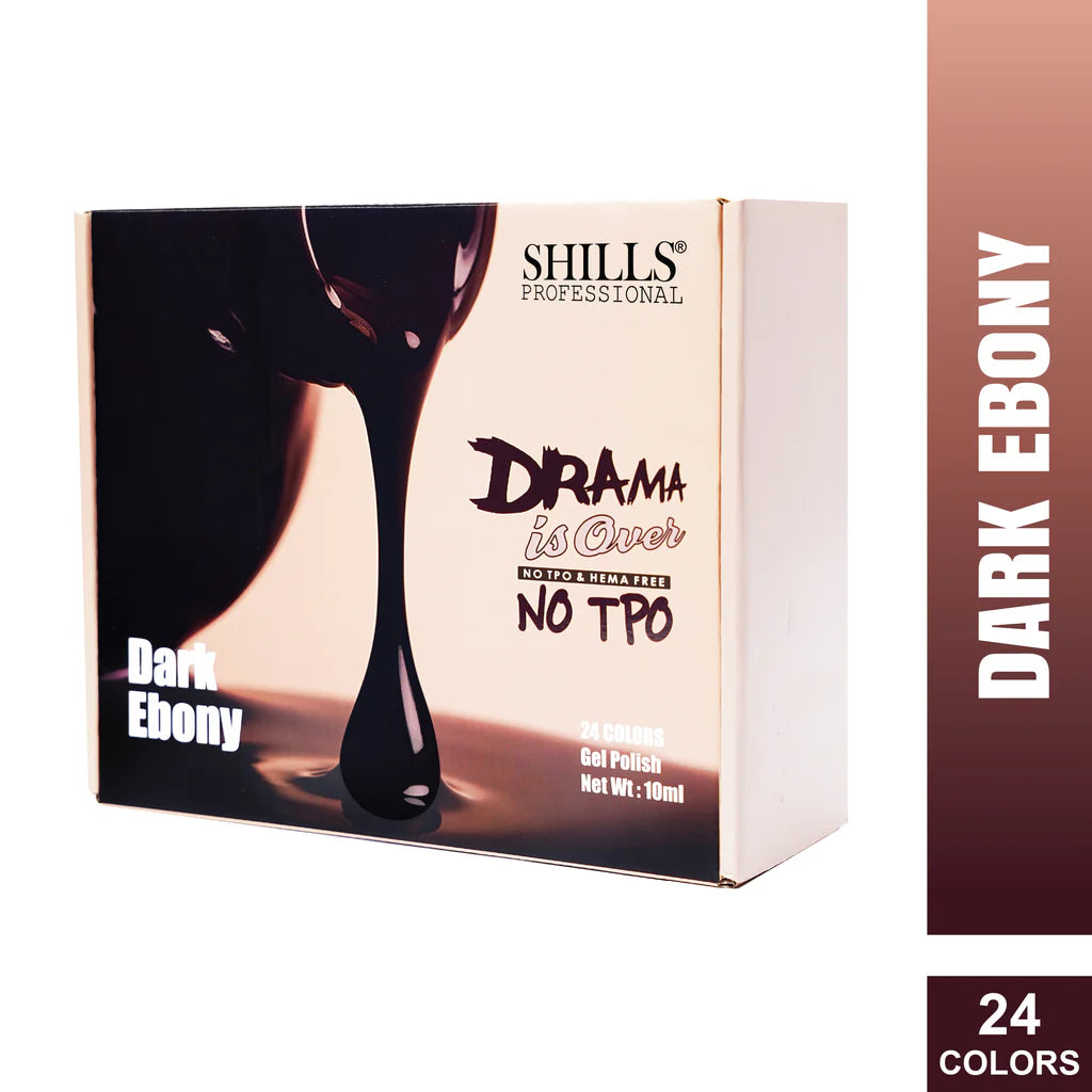 Shills Professional Dark Ebony 24-Color Gel Polish Kit | Nude, Brown & Deep Earth Tones | No TPO & HEMA Free (10ml Each)