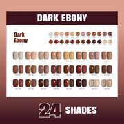 Shills Professional Dark Ebony 24-Color Gel Polish Kit | Nude, Brown & Deep Earth Tones | No TPO & HEMA Free (10ml Each)