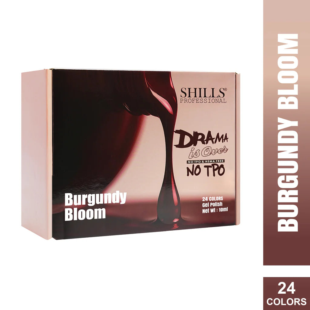 Shills Professional Burgundy Bloom 24-Color Gel Polish Kit | No TPO & HEMA Free | Professional Nail Gel Set (10ml Each)