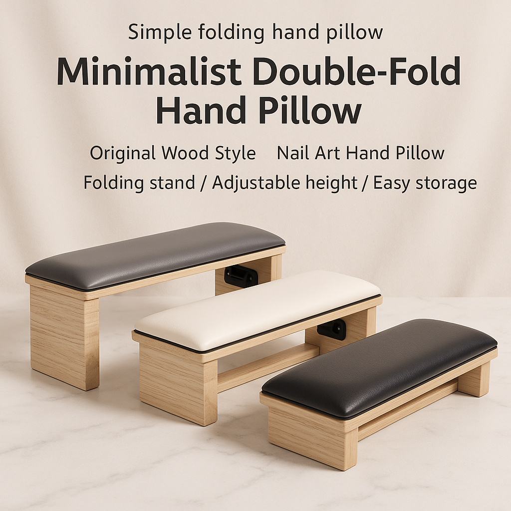 Sevyn Colors Adjustable Nail Art Hand Rest with Wooden Legs – Foldable Salon Armrest Cushion for Manicure Table & UV Lamp Use