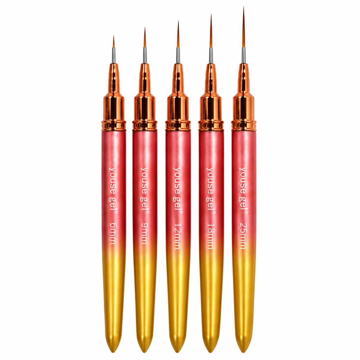 Youse Gel Nail Art Liner Brush Set – 5 Piece Fine Detail Brushes for Gel Polish & Nail Designs
