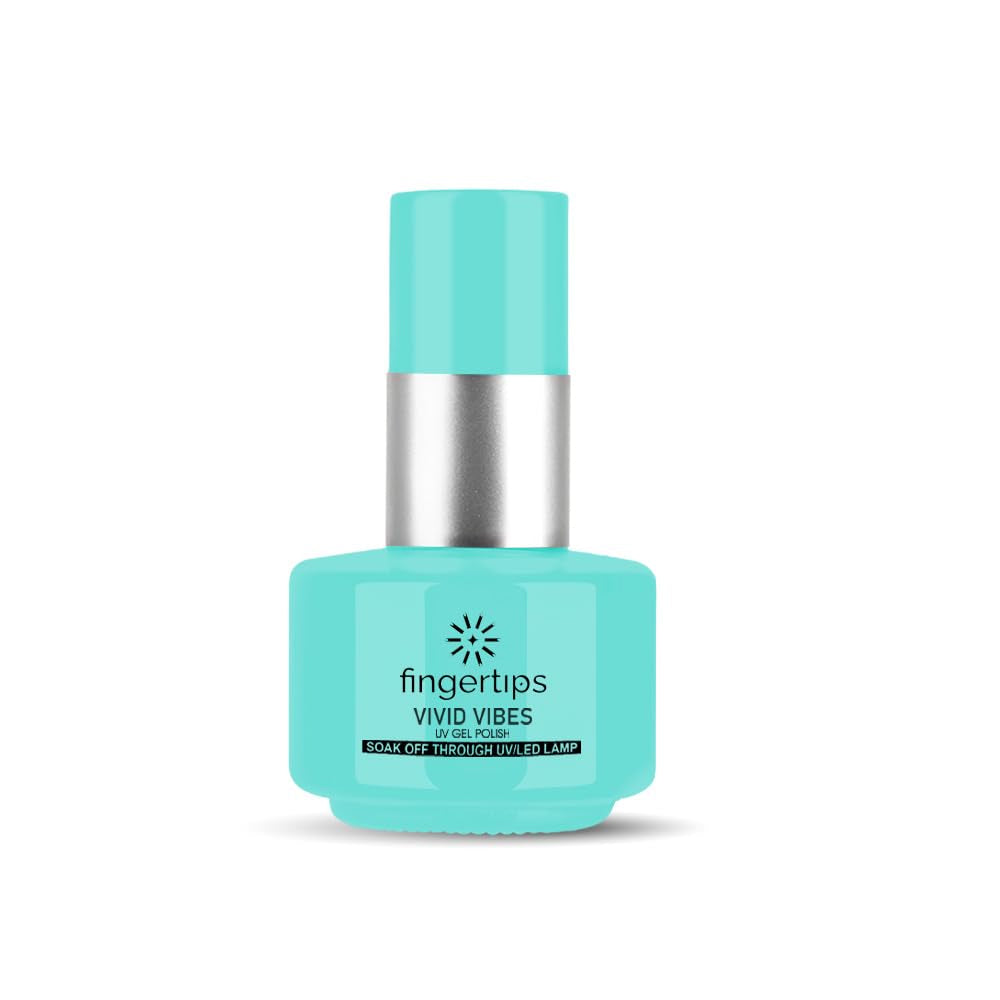 Fingertips Vivid Vibes Aqua Blue UV Gel Polish (Shade 45) – Long-Lasting Soak-Off Gel Nail Color, 16ml