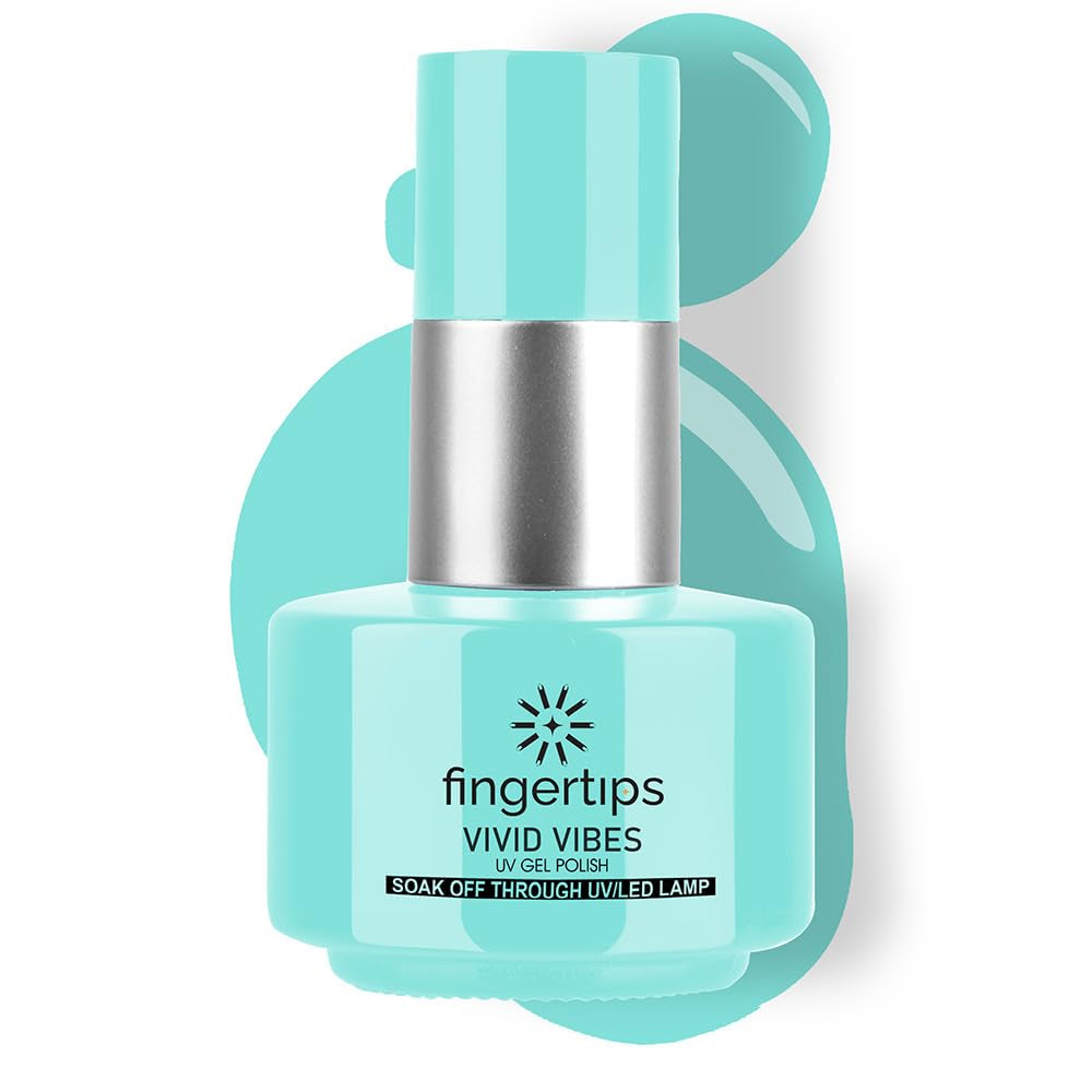 Fingertips Vivid Vibes Aqua Blue UV Gel Polish (Shade 45) – Long-Lasting Soak-Off Gel Nail Color, 16ml