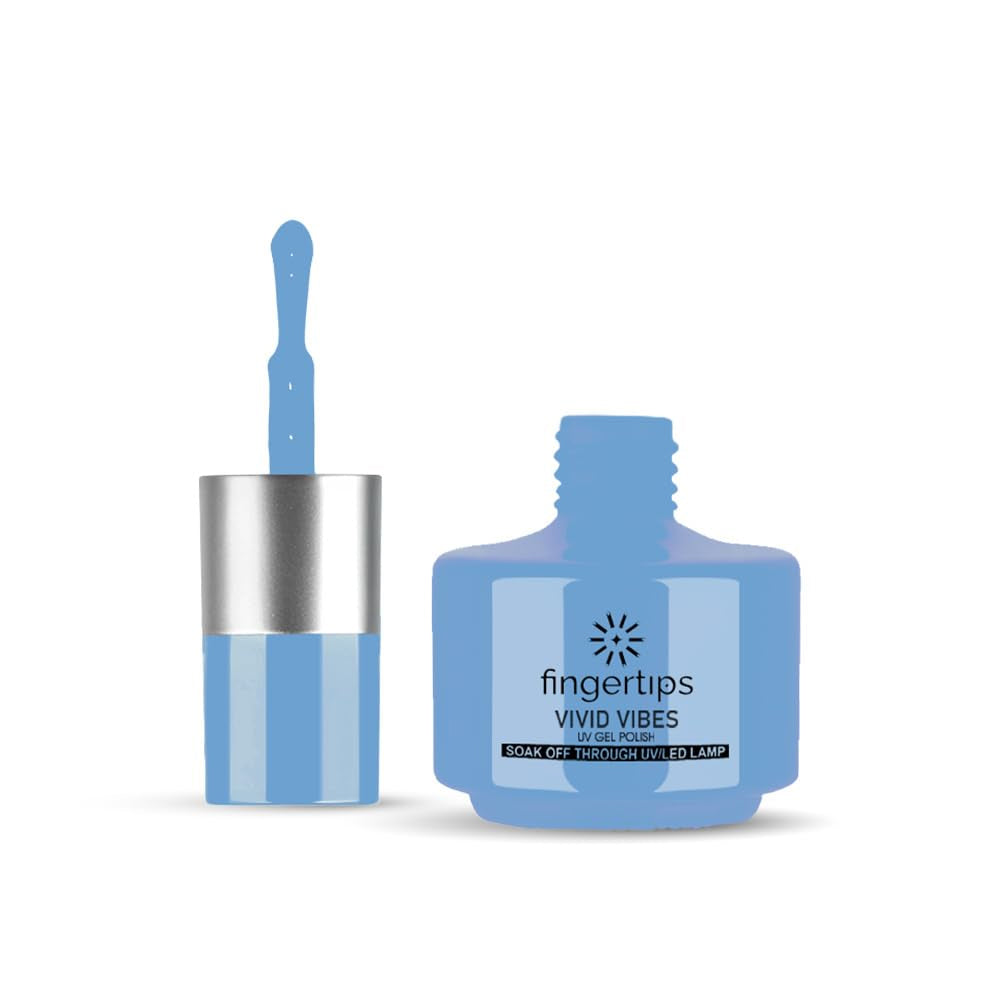 Fingertips Vivid Vibes Baby Blue UV Gel Polish (Shade 47) – Long-Lasting Soak-Off Gel Nail Color, 16ml