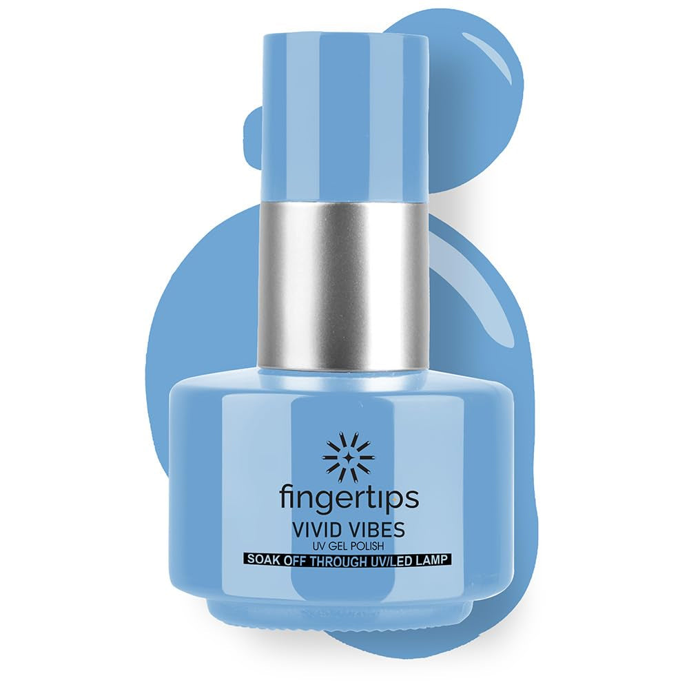 Fingertips Vivid Vibes Baby Blue UV Gel Polish (Shade 47) – Long-Lasting Soak-Off Gel Nail Color, 16ml