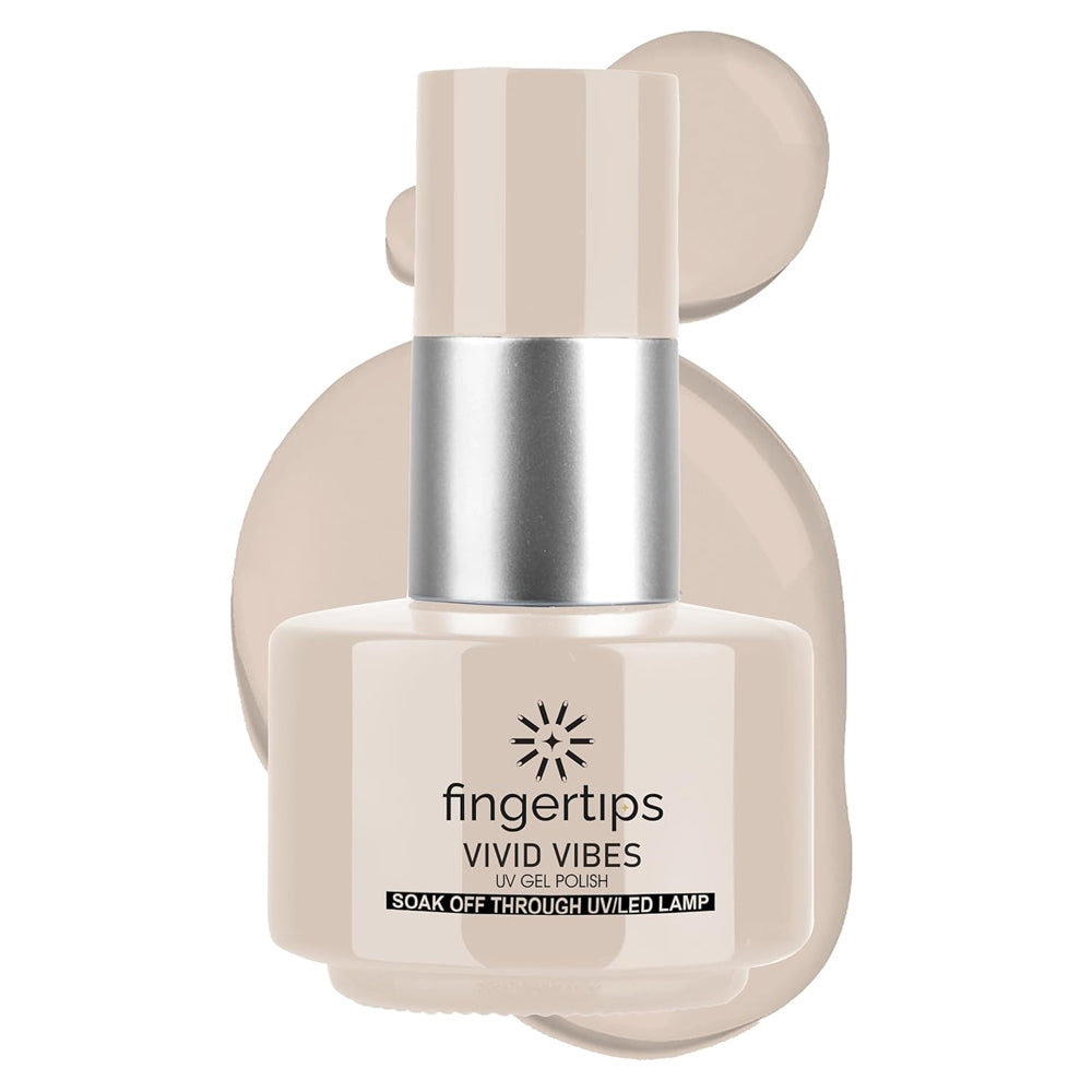 Fingertips Vivid Vibes Blush Beige UV Gel Polish (Shade 63) – Long-Lasting Soak-Off Gel Nail Color, 16ml