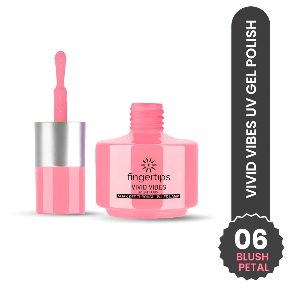 Fingertips Vivid Vibes Blush Petal UV Gel Polish (Shade 06) – Long-Lasting Soak-Off Gel Nail Color, 16ml