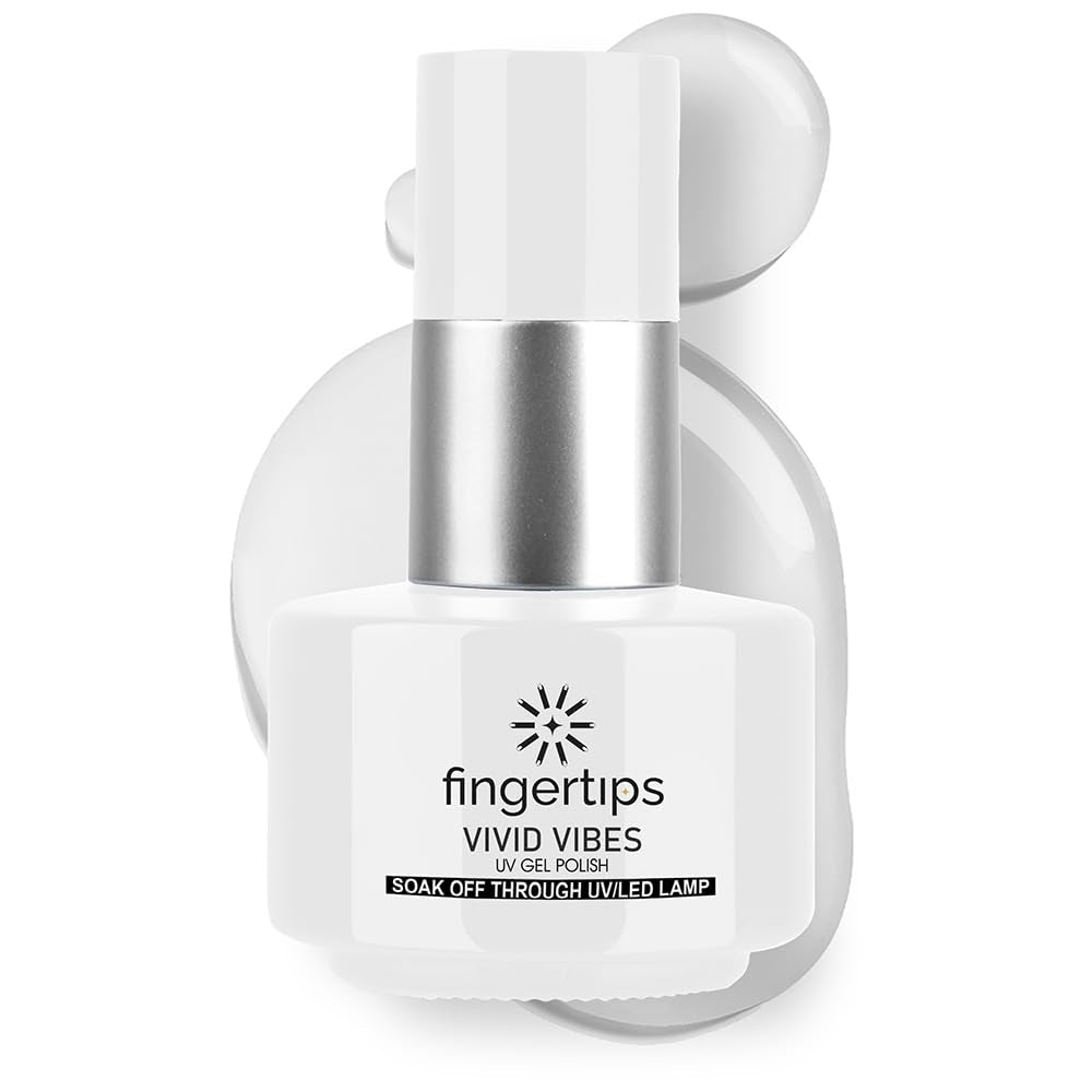 Fingertips Vivid Vibes Chalk White UV Gel Polish (Shade 91) – Long-Lasting Soak-Off Gel Nail Color, 16ml