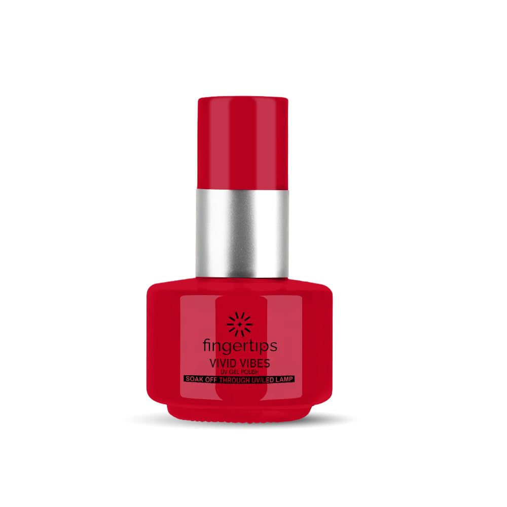 Fingertips Vivid Vibes Christmas red UV Gel Polish (Shade 27) – Long-Lasting Soak-Off Gel Nail Color, 16ml