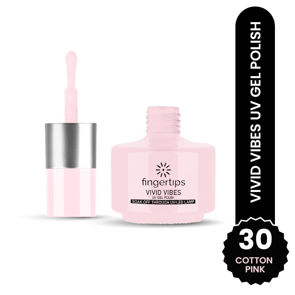 Fingertips Vivid Vibes Cotton Pink UV Gel Polish (Shade 30) – Long-Lasting Soak-Off Gel Nail Color, 16ml