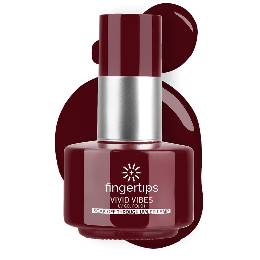 Fingertips Vivid Vibes Cranberry Kiss UV Gel Polish (Shade 78) – Long-Lasting Soak-Off Gel Nail Color, 16ml