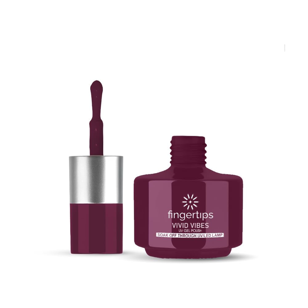 Fingertips Vivid Vibes Deep Plum UV Gel Polish (Shade 04) – Long-Lasting Soak-Off Gel Nail Color, 16ml