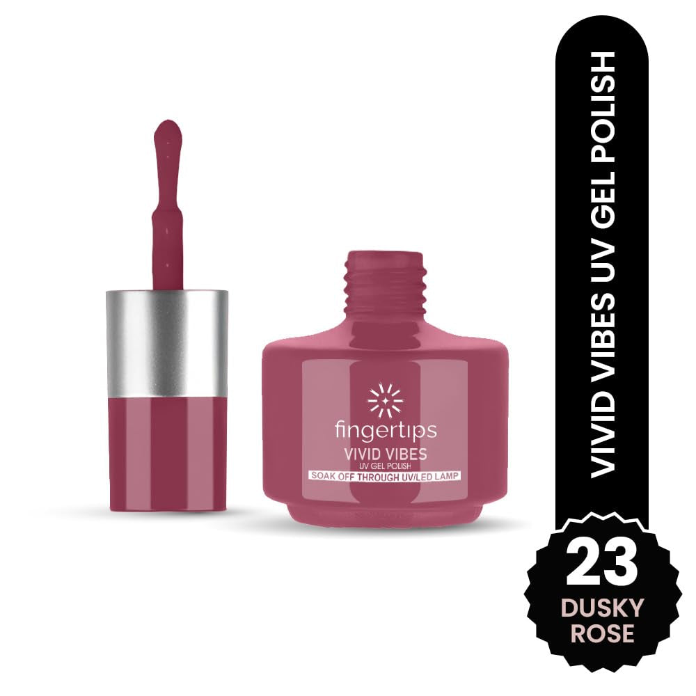 Fingertips Vivid Vibes Dusky Rose UV Gel Polish (Shade 23) – Long-Lasting Soak-Off Gel Nail Color, 16ml