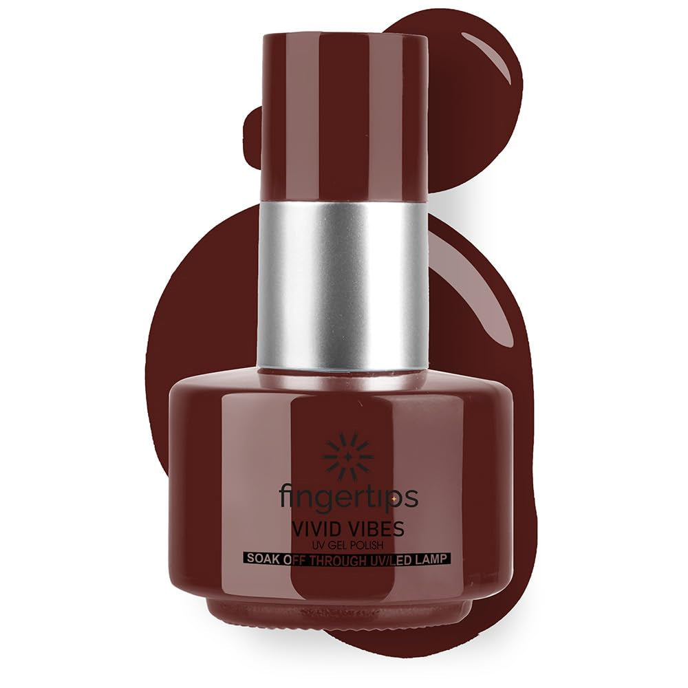 Fingertips Vivid Vibes Espresso UV Gel Polish (Shade 35) – Long-Lasting Soak-Off Gel Nail Color, 16ml