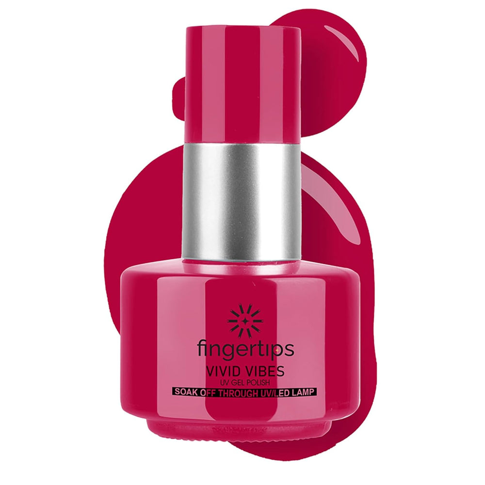 Fingertips Vivid Vibes Flamingo strawberry UV Gel Polish (Shade 87) – Long-Lasting Soak-Off Gel Nail Color, 16ml
